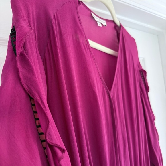 KARINA GRIMALDI Cranberry Purple Silk Long Sleeve Mini Dress M - Picture 5 of 10